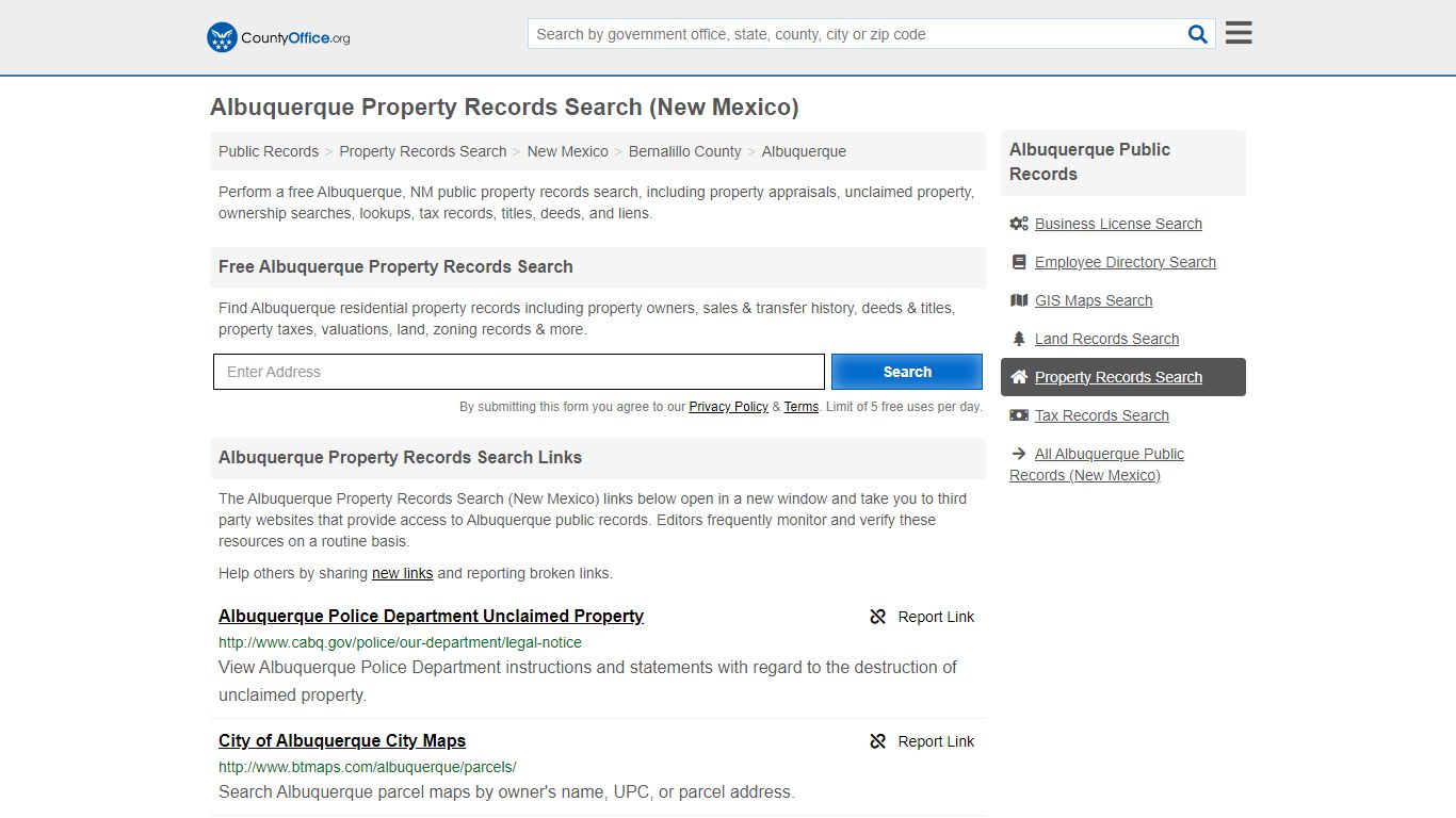 Albuquerque Property Records Search (New Mexico) - County Office