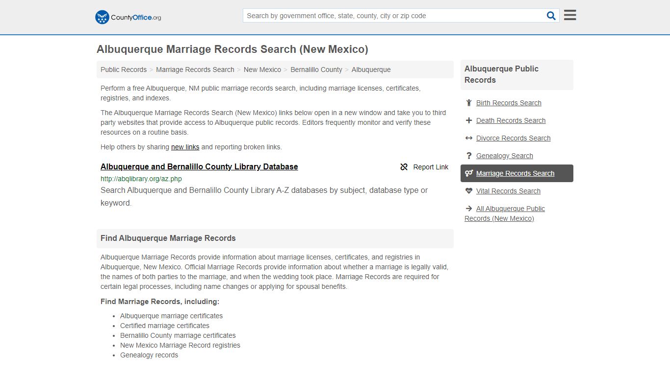 Albuquerque Marriage Records Search (New Mexico) - County Office